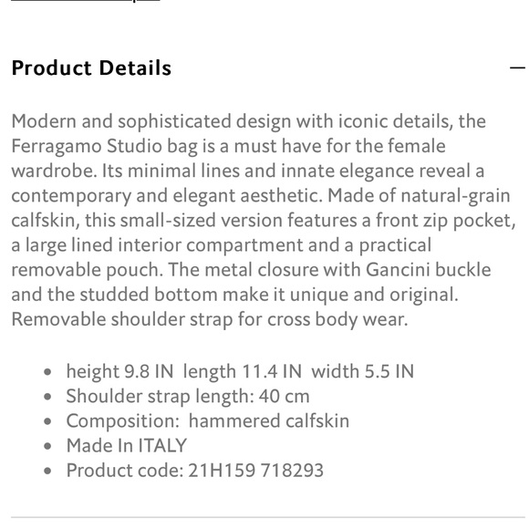 Ferragamo Studio bag (S) Authentic. New, Never been used - Picture 10 of 11